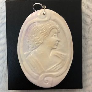 Italy Lady Portrait Cameo Hand Carved Pendant